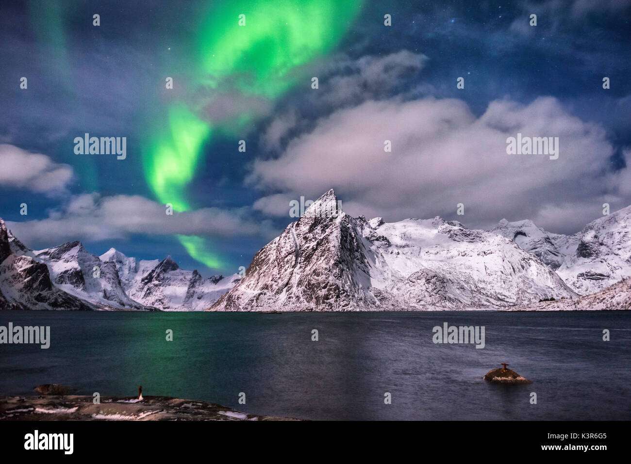 Aurora borealis over lofoten islands hi-res stock photography and ...
