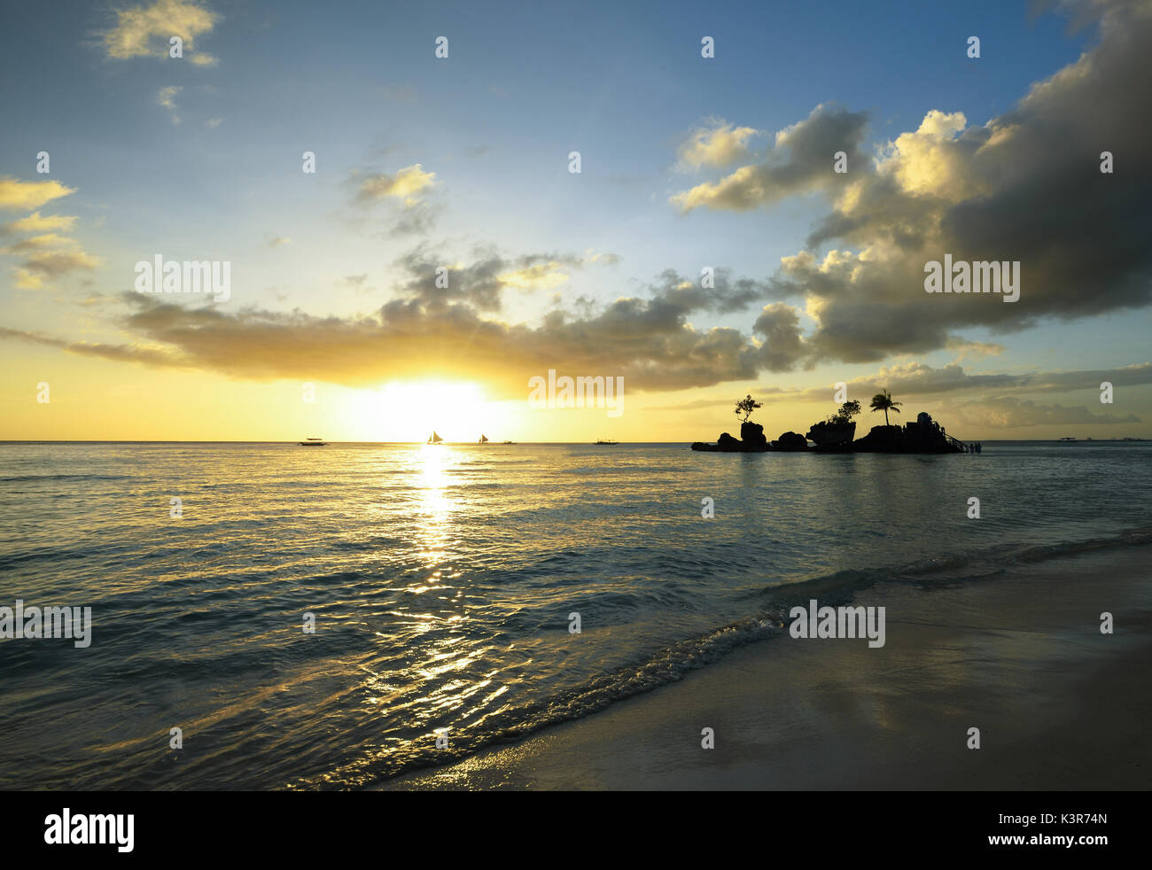 Sunset scenary in Boracay island,Philippines. Stock Photo