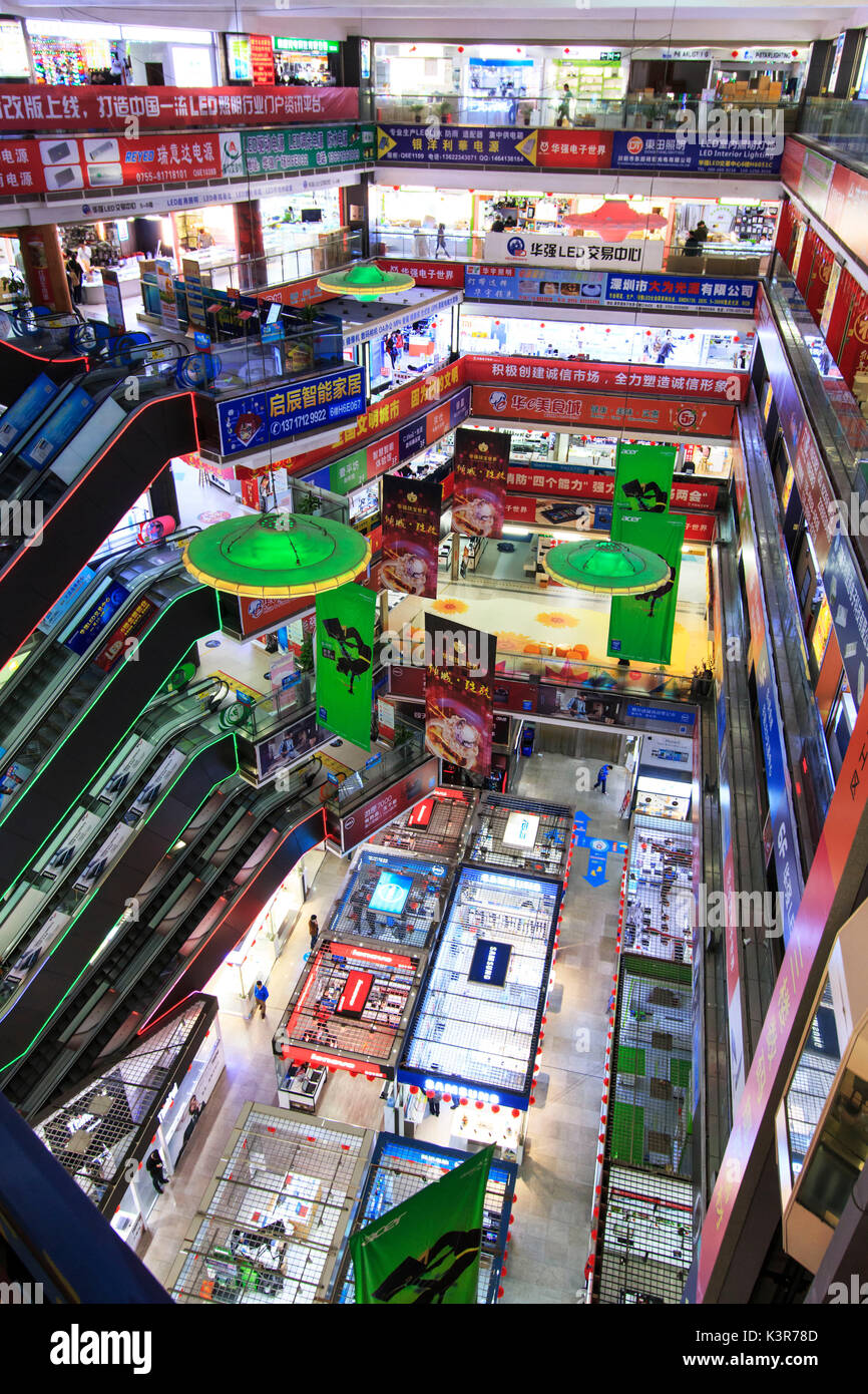 Interior of the HQ Mart one of the biggest mall selling electronic devices in Shenzhen, China Stock Photo