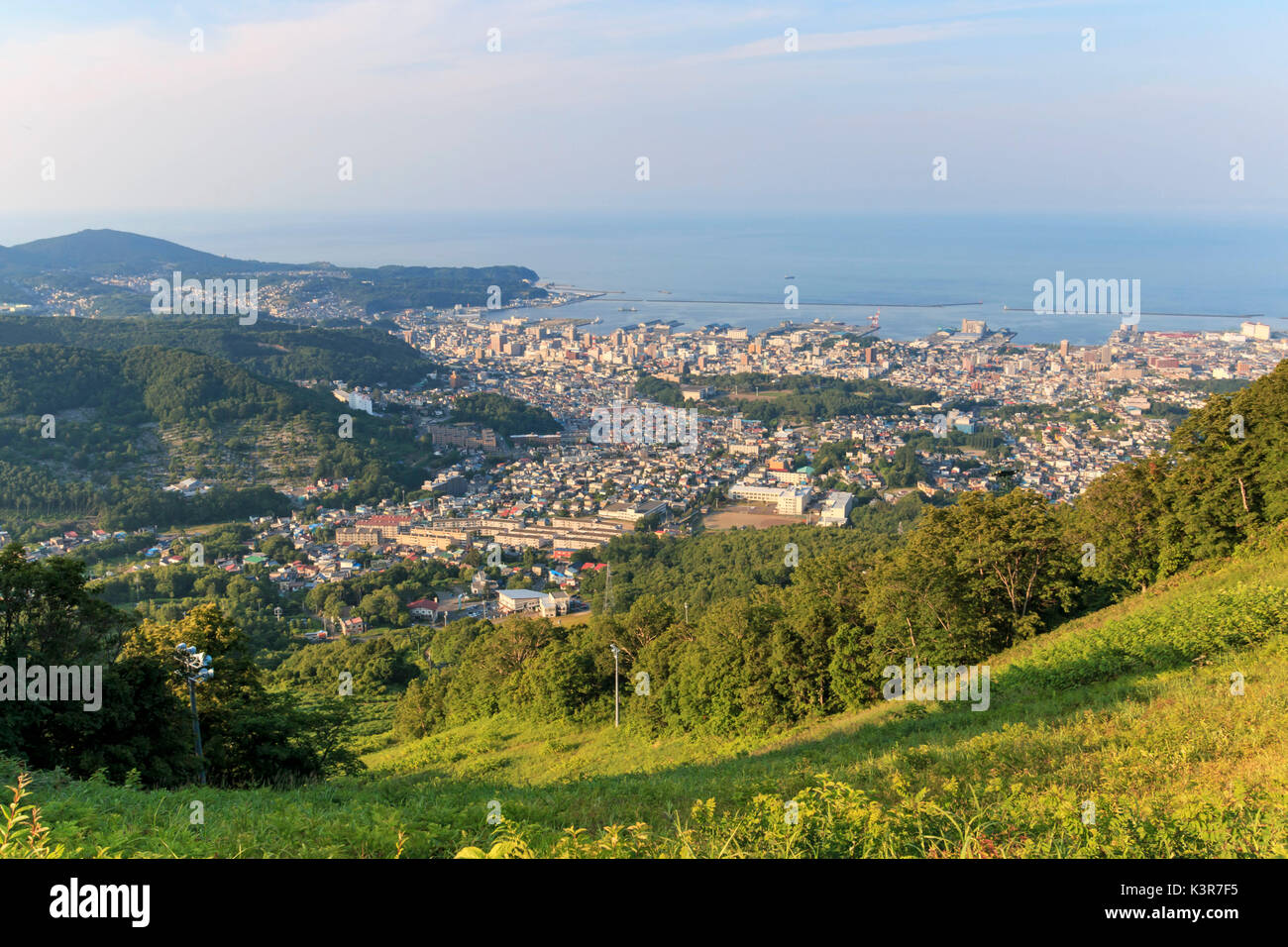 Otaru cityscape viewed from the mountains  - Japan Stock Photo