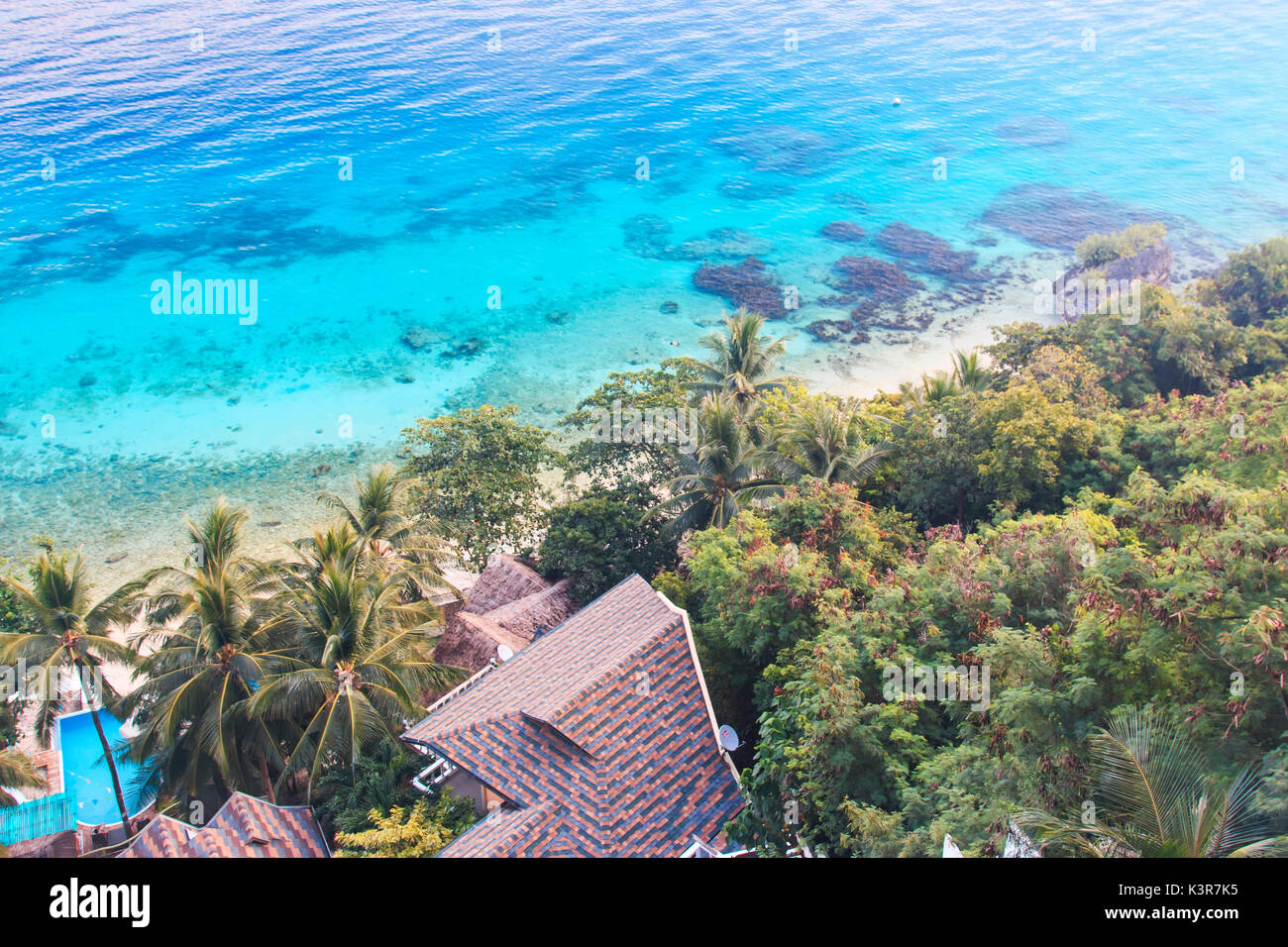 Resort overlooking the ocean in Cebu, Philippines Stock Photo