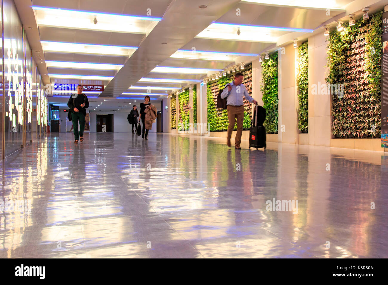 Taipei, Taiwan. People inside the Taiwan Taoyuan International Airport, the busiest airport in the country and the main international hub for China Airlines and EVA Air. Stock Photo