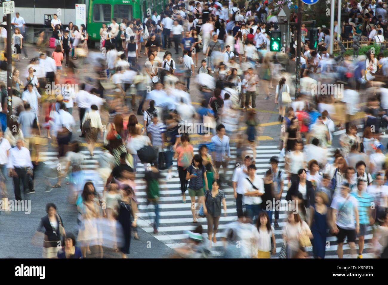 Long exposure of the famous Shibuya crossing in Toyko, Japan Stock Photo