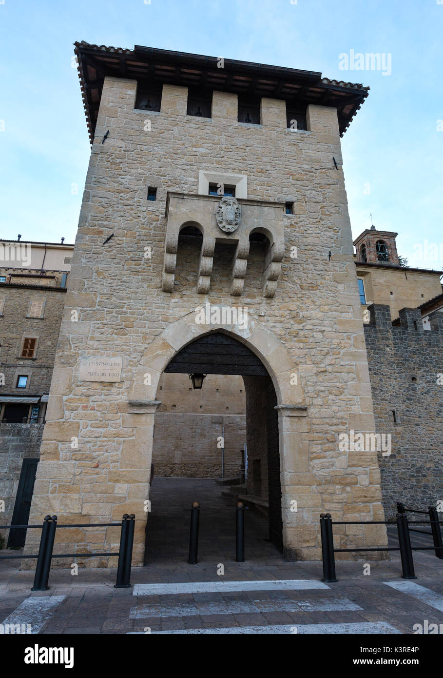 San Marino (oldest republic in the world) town old architecture view. Porta  del Loco Stock Photo - Alamy