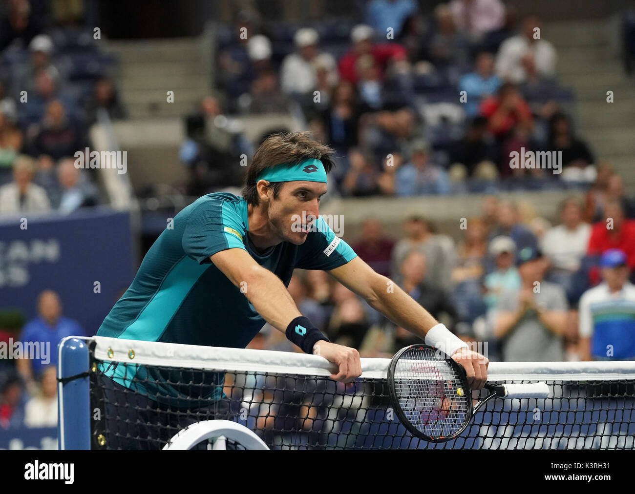 New York, Ny Usa. 2nd Sep, 2017. Leonardo Mayer of Argentina reacts during match against Rafael N adal of Spain during US Open Championships 2017 at Billie Jean King National Tennis Center Credit: Lev Radin/Pacific Press/Alamy Live News Stock Photo