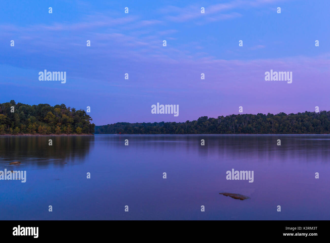 Image of lake at sunrise. Photo taken at East Fork State Park Stock