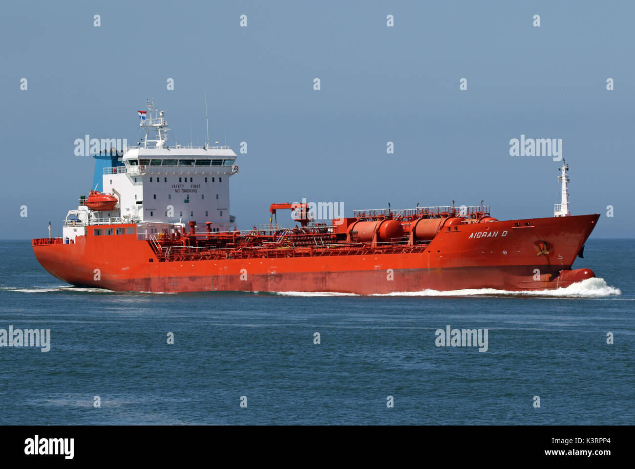 The tanker Aigran D enters the port of Rotterdam. Stock Photo
