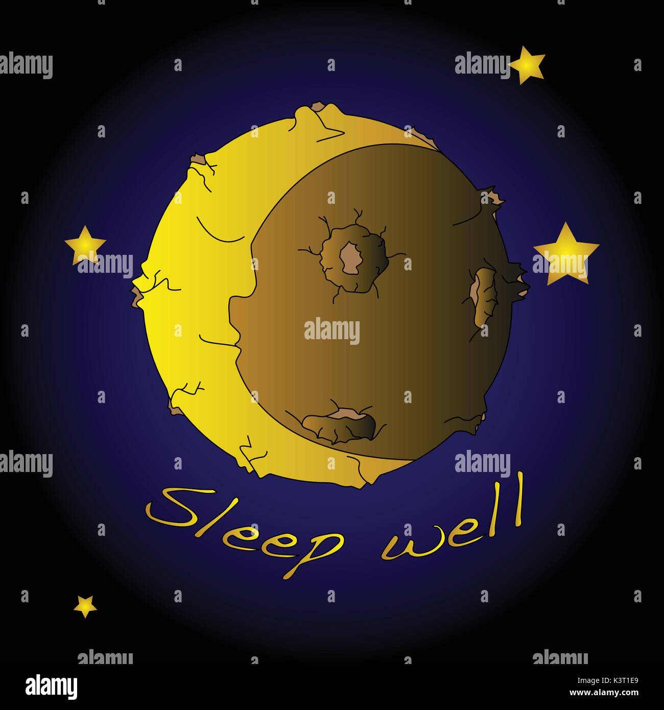 Illustration of a full moon with craters. T-shirt design Stock Vector ...