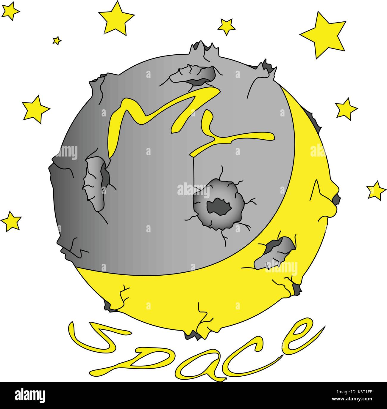 Illustration of a full moon with craters. T-shirt design Stock Vector ...