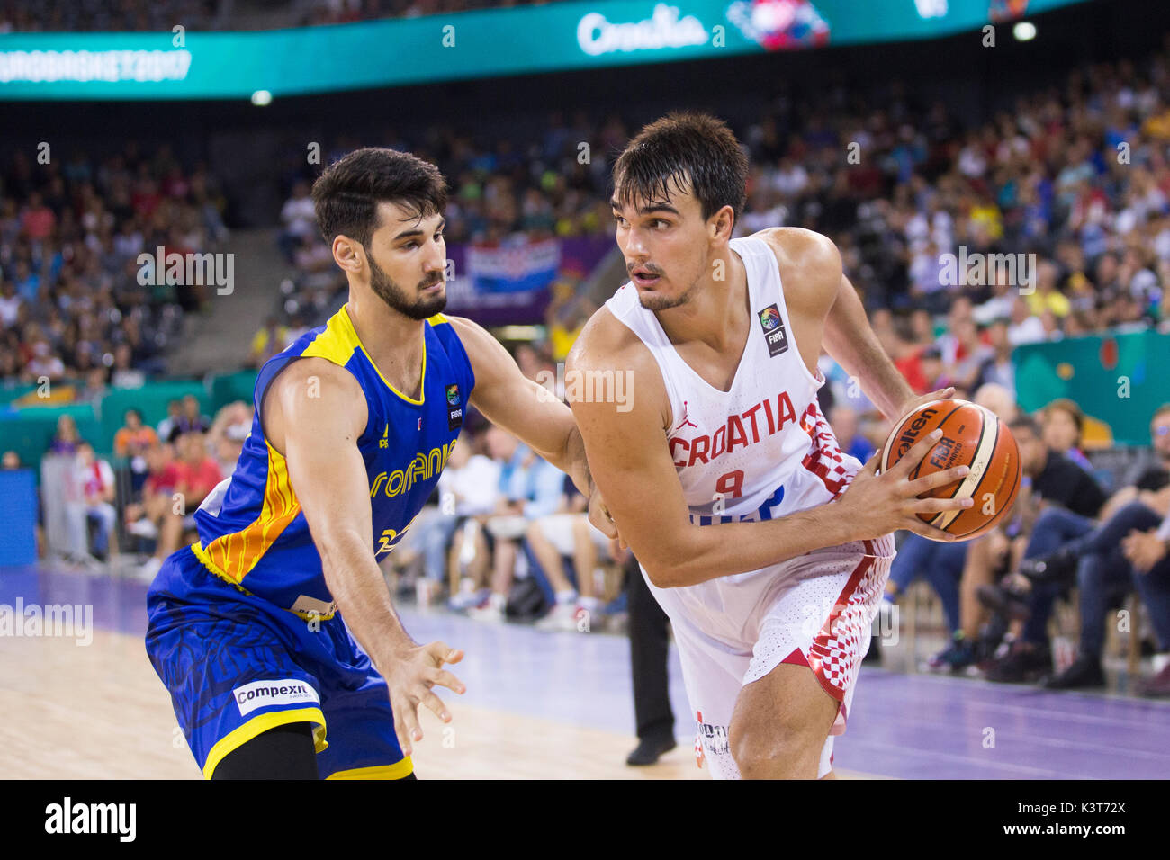 Dario Saric #9 (CRO) supporters during the FIBA Europbasket 2017 - Group C, game between (game) at Polivalent Hall, Cluj Napoca, Romania, september 1st, 2017. Foto:Manases Sandor Stock Photo
