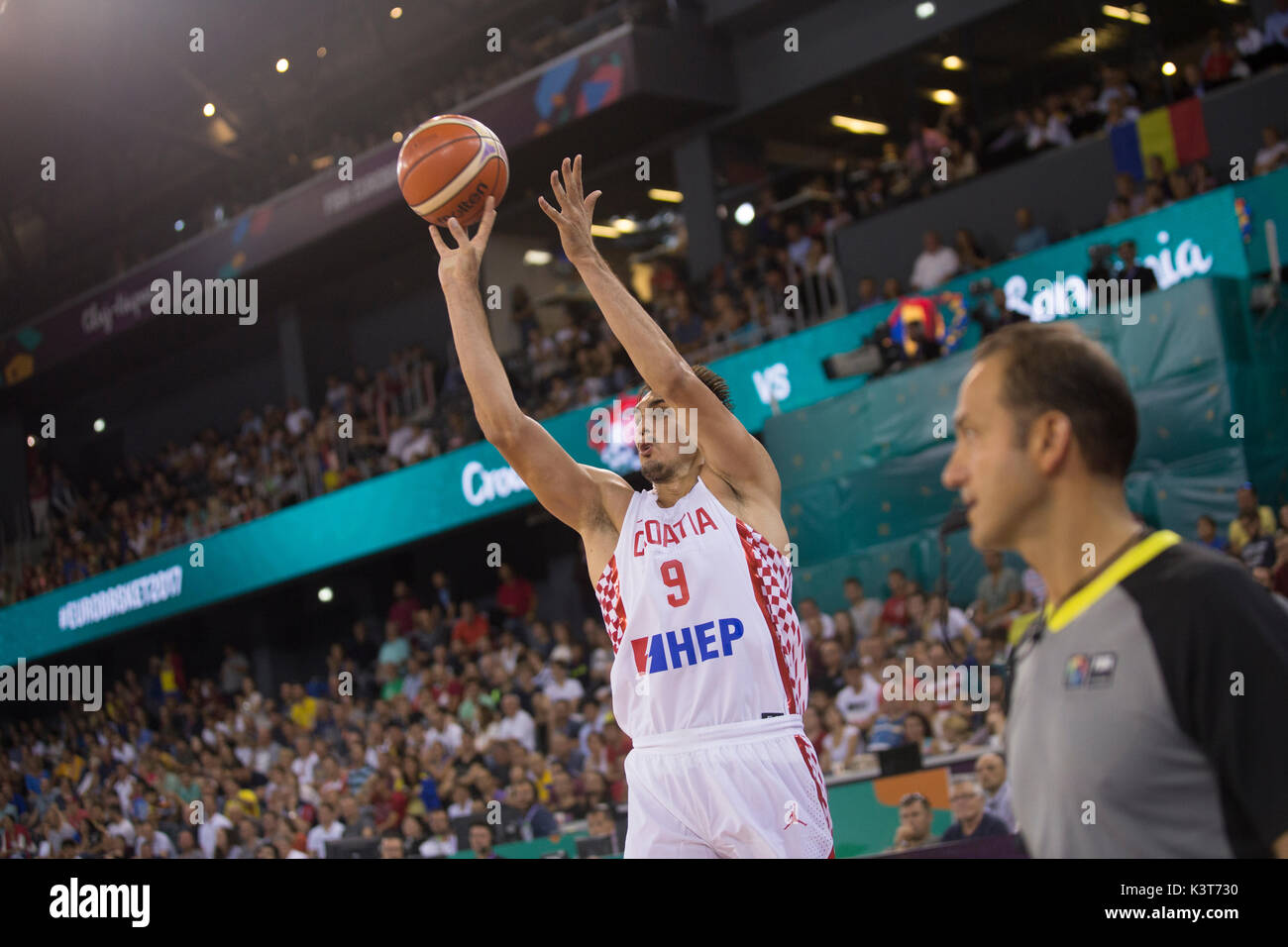 Dario Saric #9 (CRO) supporters during the FIBA Europbasket 2017 - Group C, game between (game) at Polivalent Hall, Cluj Napoca, Romania, september 1st, 2017. Foto:Manases Sandor Stock Photo