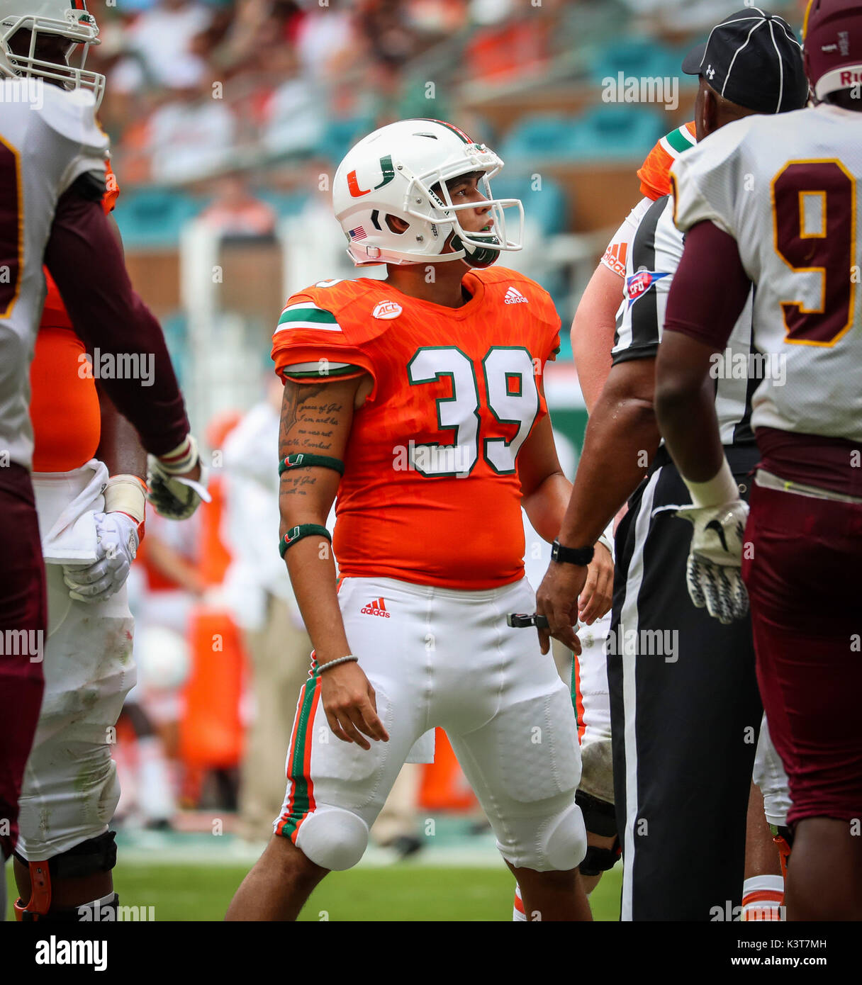 Miami Gardens Florida Usa 02nd Sep 2017 Miami Hurricanes Long
