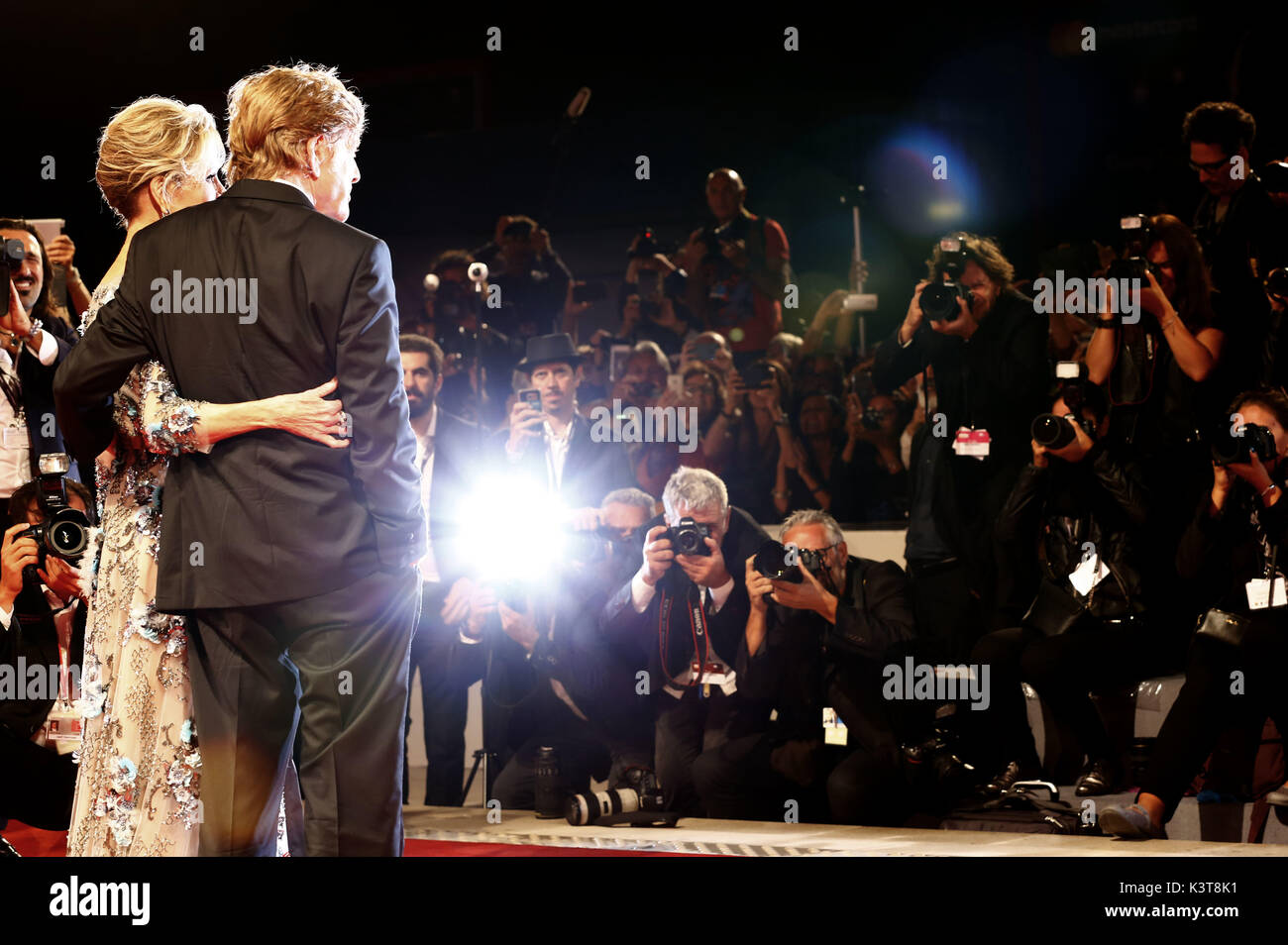 Venice, Italy. 01st Sep, 2017. Robert Redford and Jane Fonda attending the 'Our Souls at Night' premiere at the 74th Venice International Film Festival at the Palazzo del Cinema on September 01, 2017 in Venice, Italy | usage worldwide Credit: dpa/Alamy Live News Stock Photo
