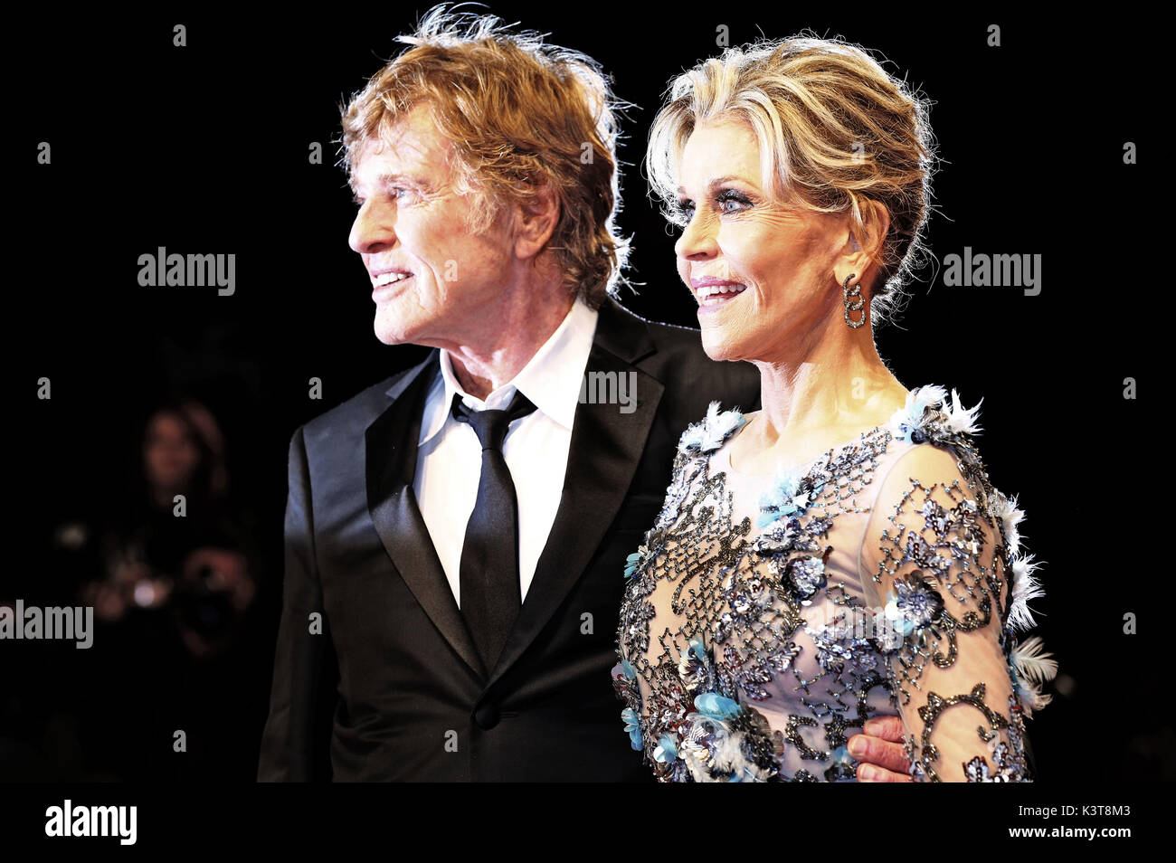 Venice, Italy. 01st Sep, 2017. Robert Redford and Jane Fonda attending the 'Our Souls at Night' premiere at the 74th Venice International Film Festival at the Palazzo del Cinema on September 01, 2017 in Venice, Italy | usage worldwide Credit: dpa/Alamy Live News Stock Photo