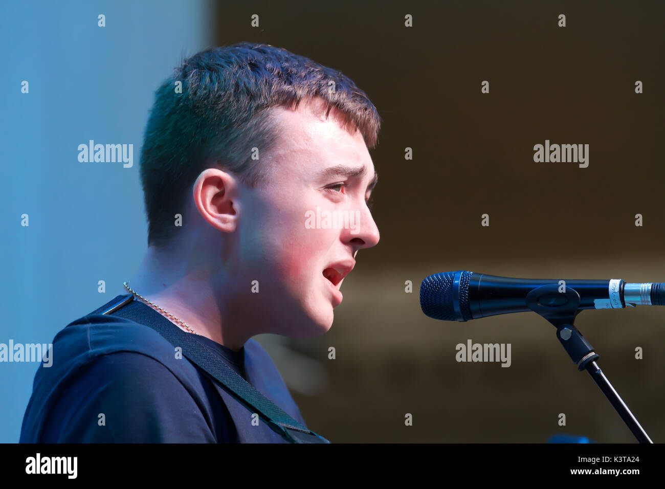 London, UK. 3rd Sep, 2017. Jamie Wooding attends The Mayor of London's Gigs Grand Final which took place in Westfield, Sheperds Bush, London. Twelve finalists battle it out .Gigs is more than a competition. For those who stay the course, a whole host of opportunities opens up to them through the wider Busk in London programme – paid bookings, private land busking schemes with earning potential, event management work and industry access. Credit: Keith Larby/Alamy Live News Stock Photo