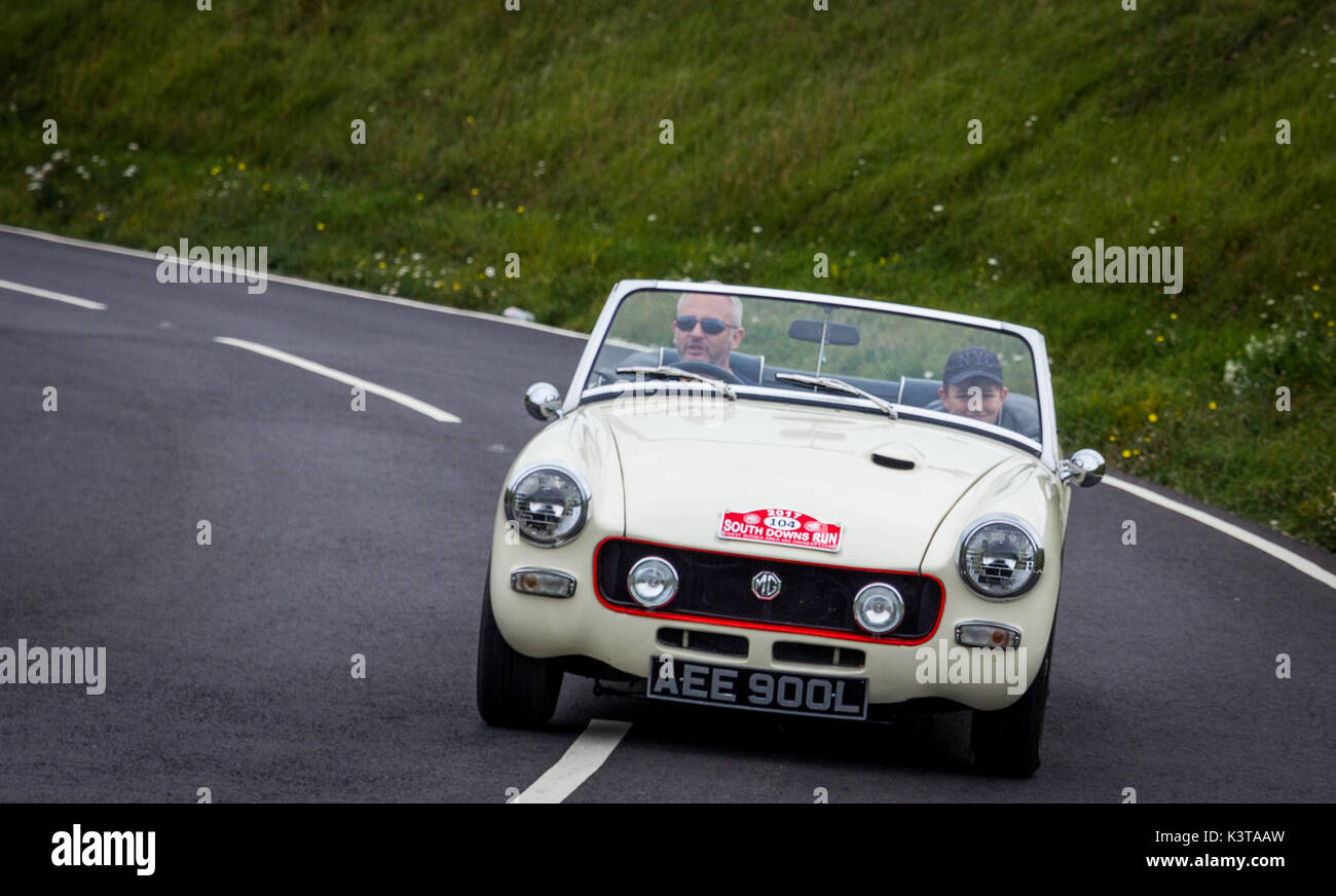 Eastbourne, East Sussex, UK. 3rd Sep, 2017. MG and Sprite car owners