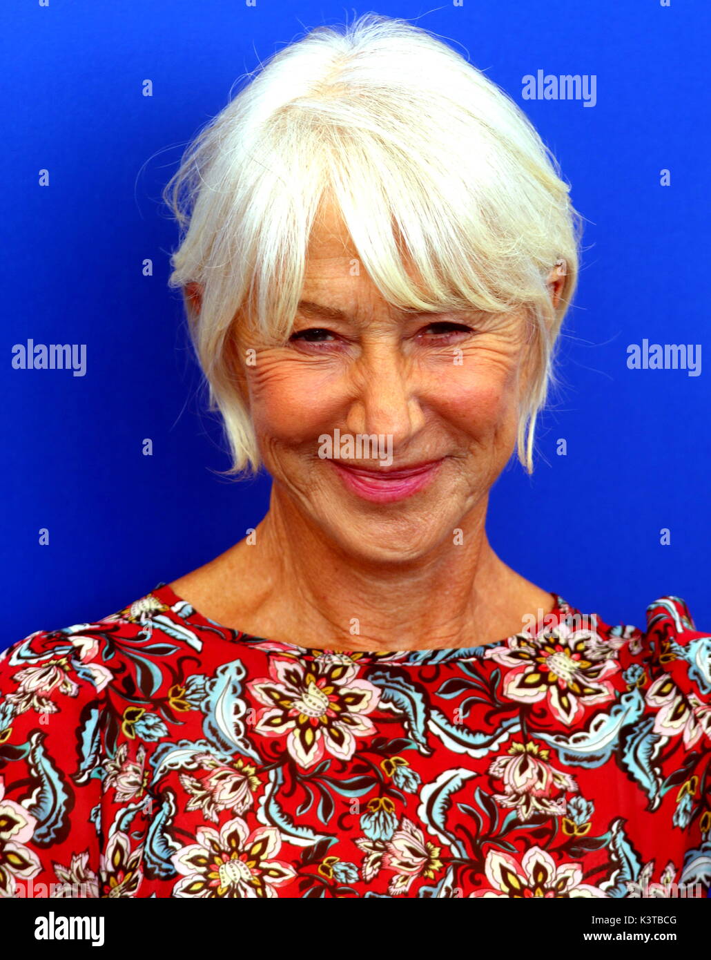 Venice, Italy. 3rd Sep, 2017. Actress Helen Mirren poses during the