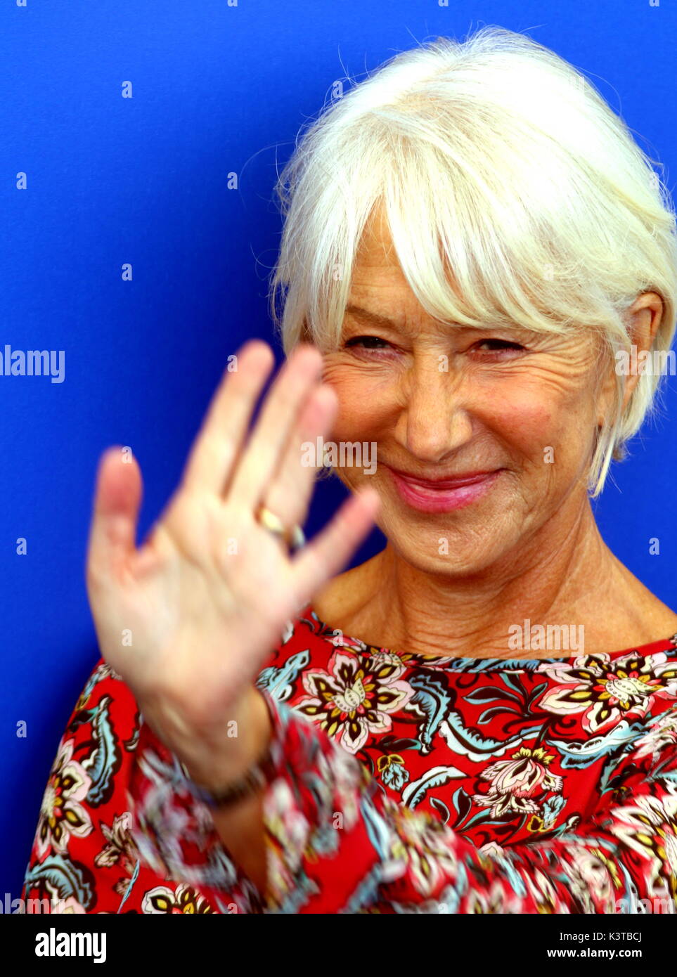 Venice, Italy. 3rd Sep, 2017. Actress Helen Mirren poses during the