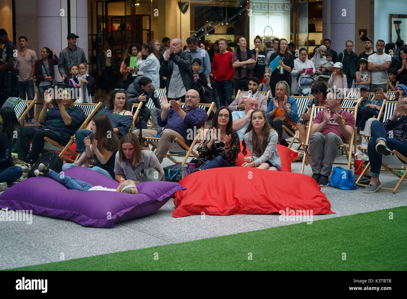 London, UK. 2nd Sep, 2017. Family, friends, and supporters attend to see the Finalists compete for each other of the Mayor of London Gigs at Westfield London. Credit: See Li/Alamy Live News Stock Photo