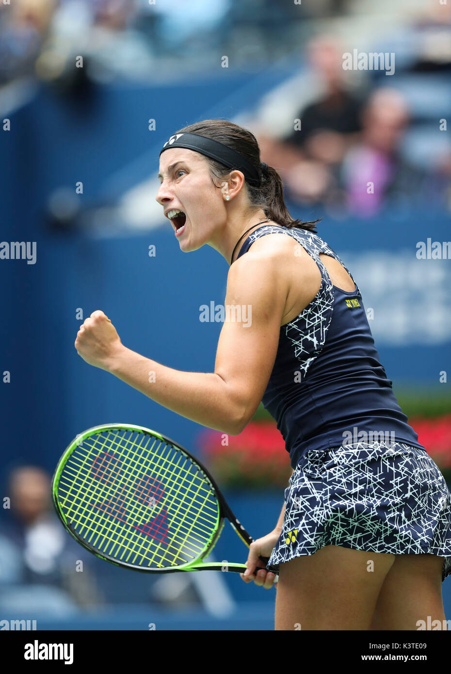 New York, USA. 3rd Sep, 2017. Anastasija Sevastova of Latvia celebrates ...