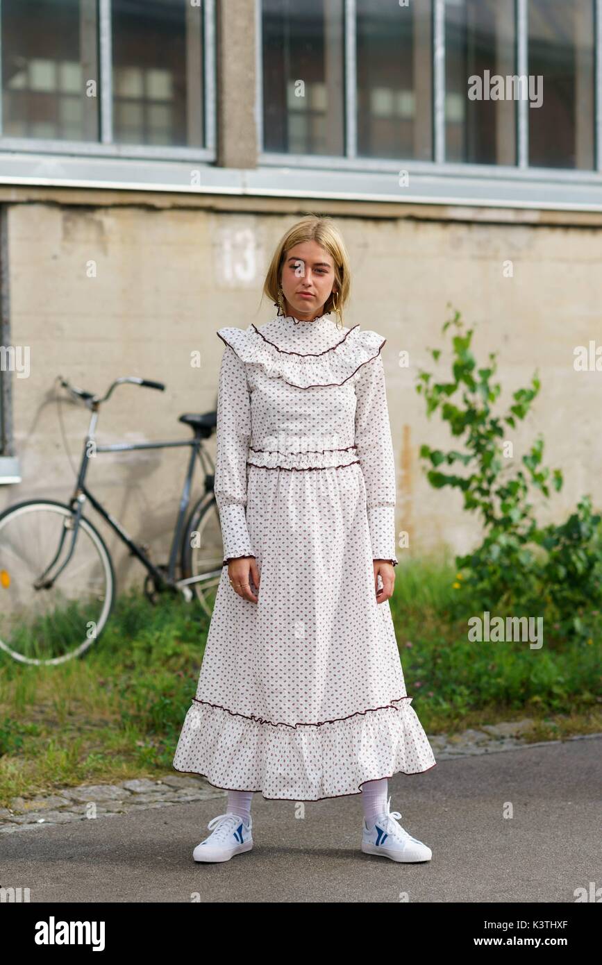 Emili Sindlev posing outside the Ganni runway show during Copenhagen Stock  Photo - Alamy