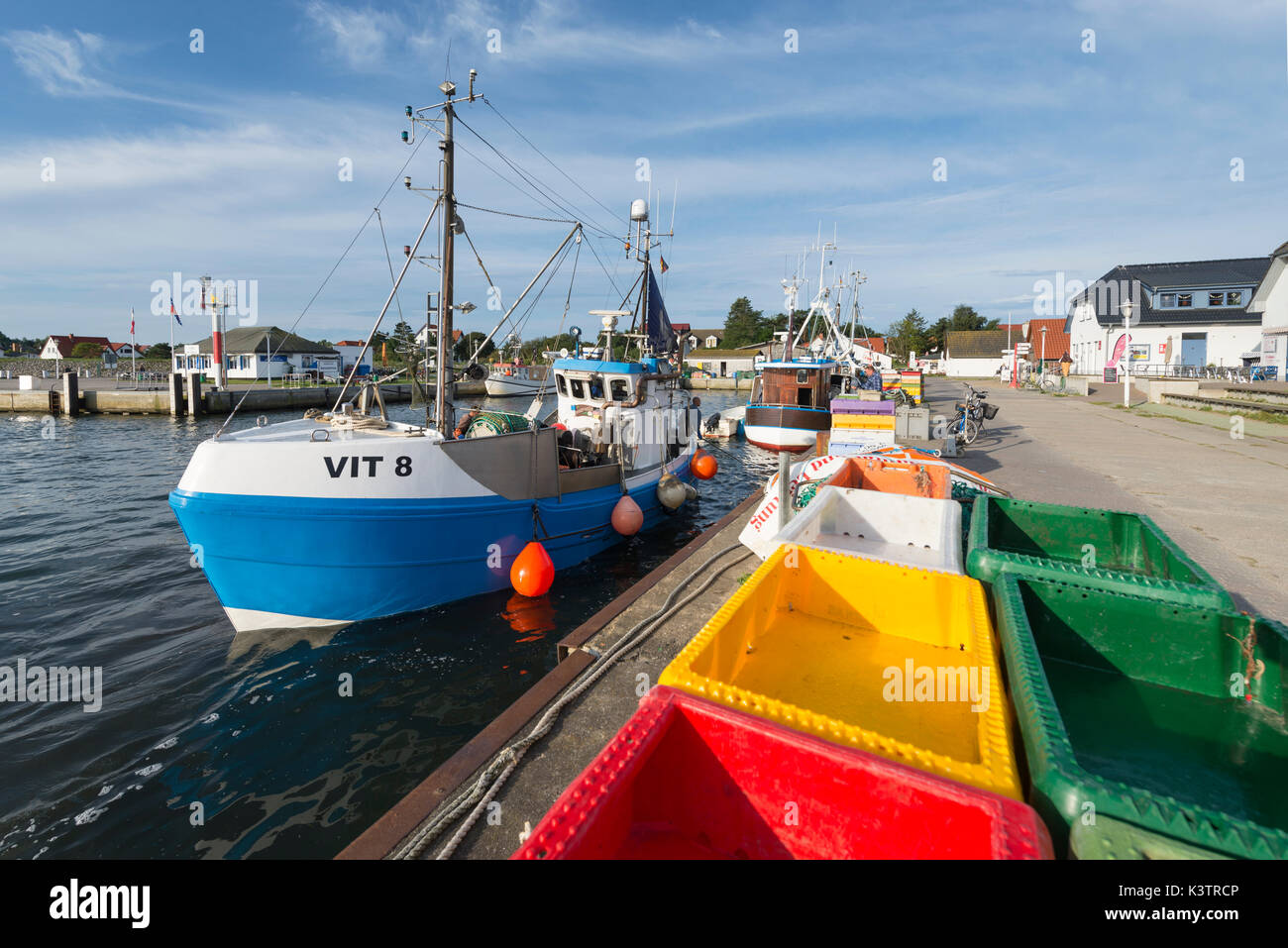 Landing fishing boat in the harbor of Vitte on the island Hiddensee ...