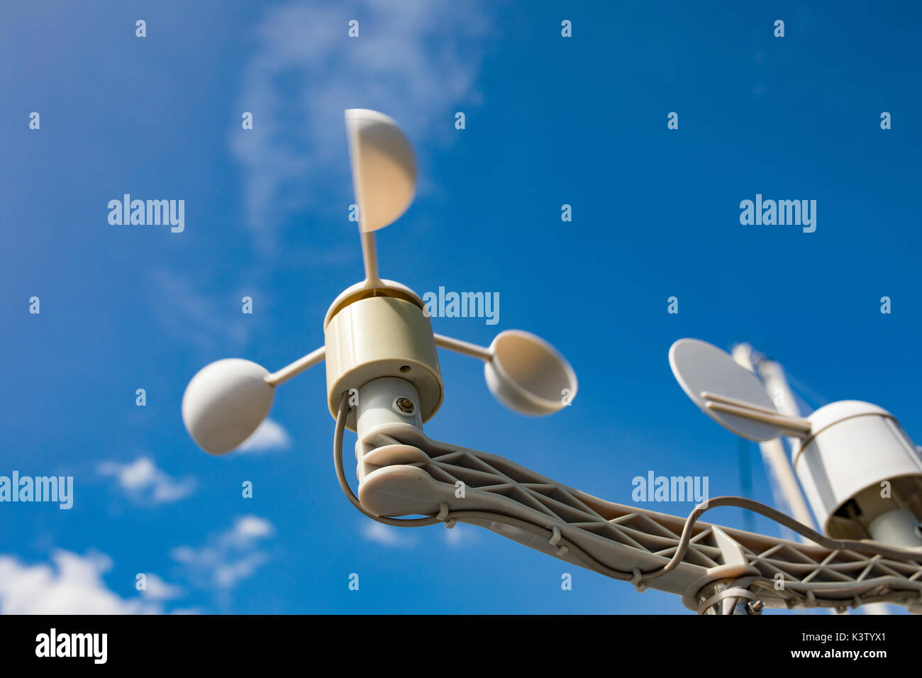 Sail boat anemometer on the blue sky background. Yacht equipment, sailors world Stock Photo Alamy