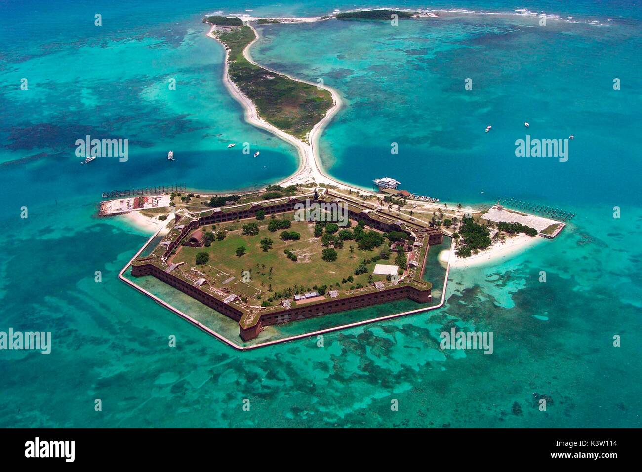 Climate change causes sea level rise and higher storm surges that threaten Fort Jefferson at the Dry Tortugas National Park March 9, 2016 in Garden Key, Florida.   (photo by NPS Photo via Planetpix) Stock Photo