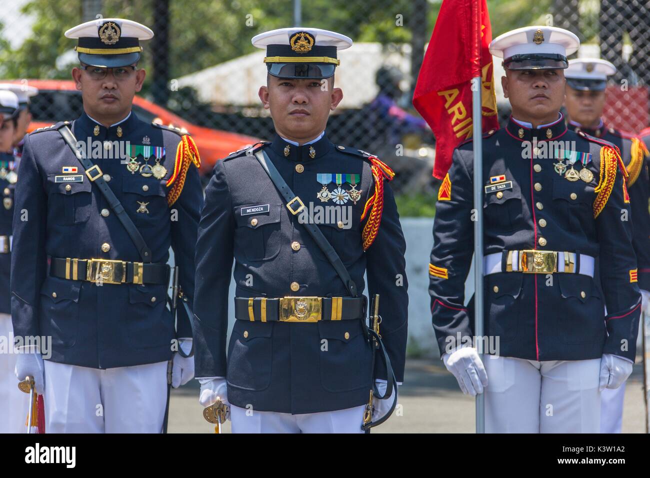 Philippine Marines Stand In Formation During A Honors Ceremony For K3W1A2 