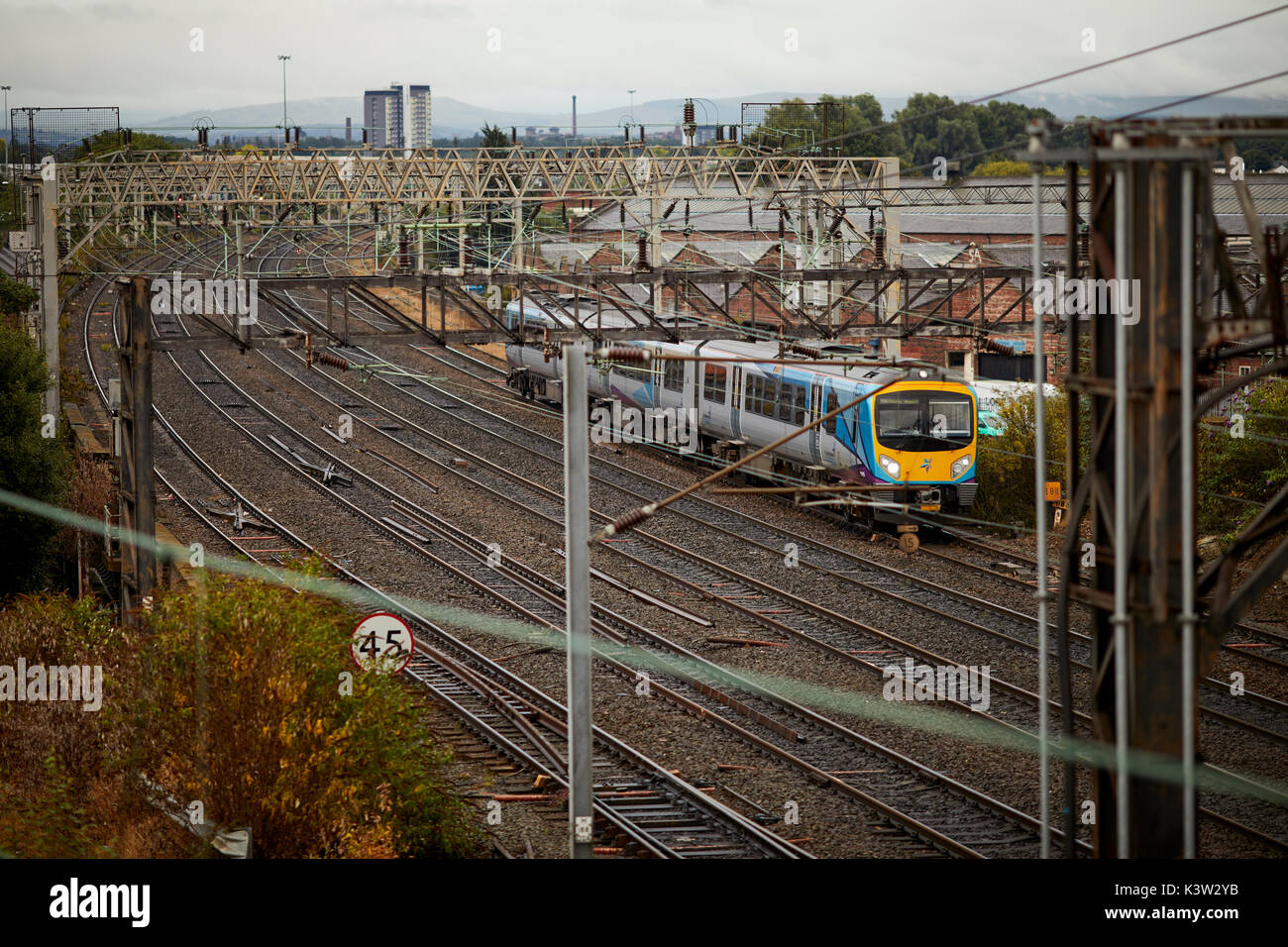 TransPennine Express  franchise  railway line from Ardwick leading to Manchester Piccadilly  terminus station on the West Coast Main Line WCML Stock Photo