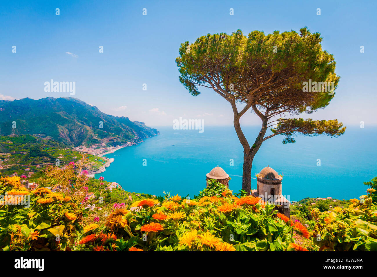 Ravello, Campania, Salerno, beautiful Town on the Amalfi Coast.View from Villa Rufolo Stock Photo