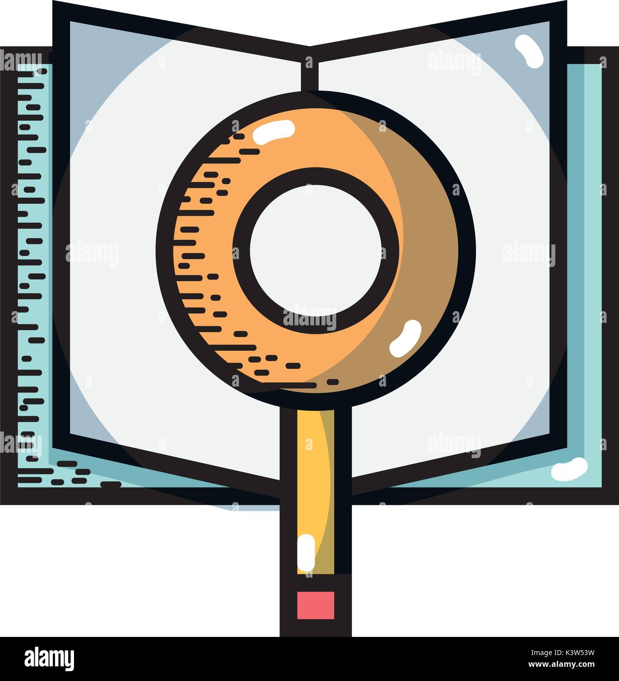 book with magnifying glass and paper page Stock Vector Image & Art - Alamy