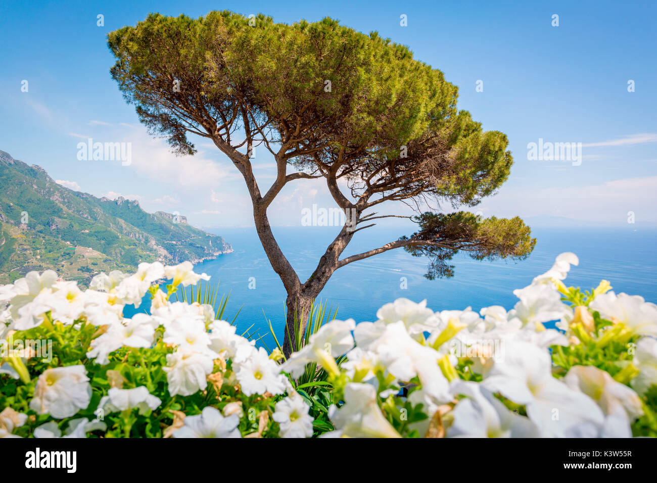 Ravello, Amalfi Coast, Sorrento, Italy. View of the coastline from Villa Rufolo Stock Photo