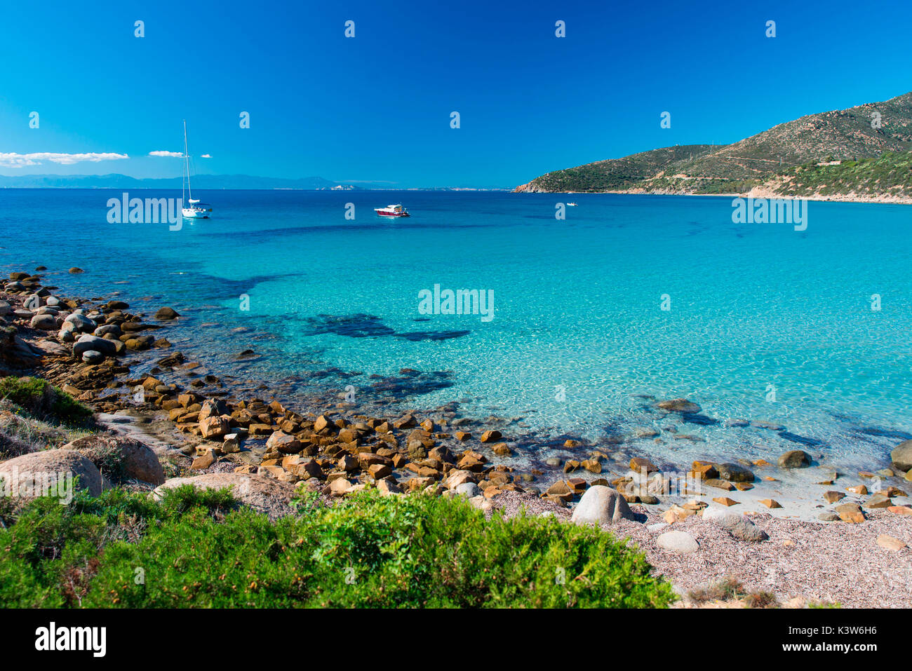mari pintau beach, quartu sant'elena, cagliari province, sardinia, italy, europe. Stock Photo