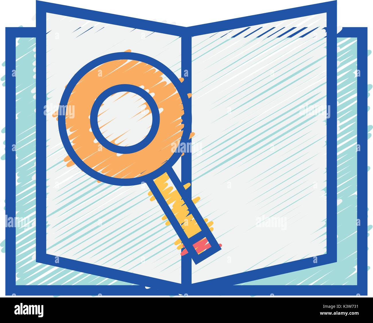 book with magnifying glass and paper page Stock Vector Image & Art - Alamy