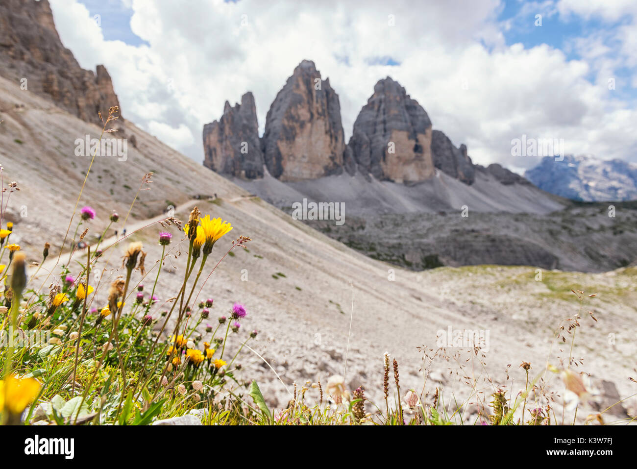 Europe, Italy, Dolomites. Tre Cime di Lavaredo, the iconic shape of the Dolomites. Stock Photo