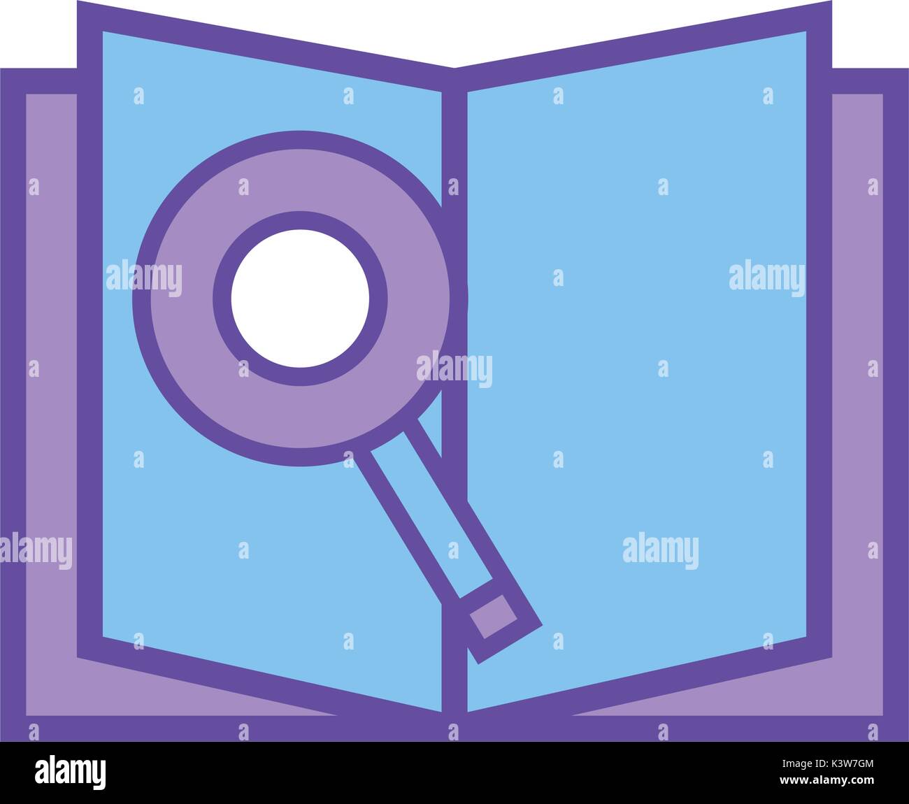book with magnifying glass and paper page Stock Vector Image & Art - Alamy