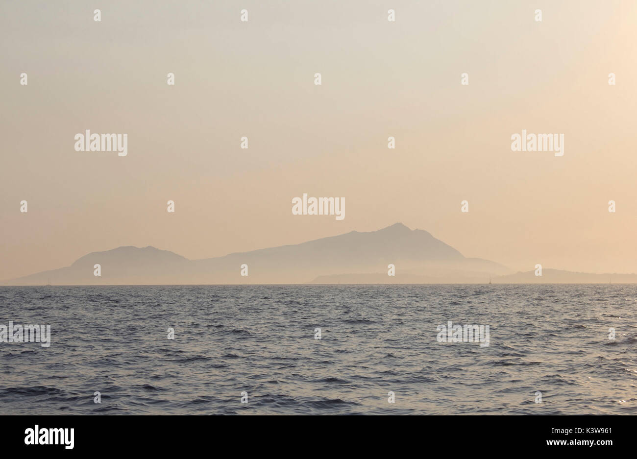 Sunset of the Island Ischia, Italy, Campania, Stock Photo