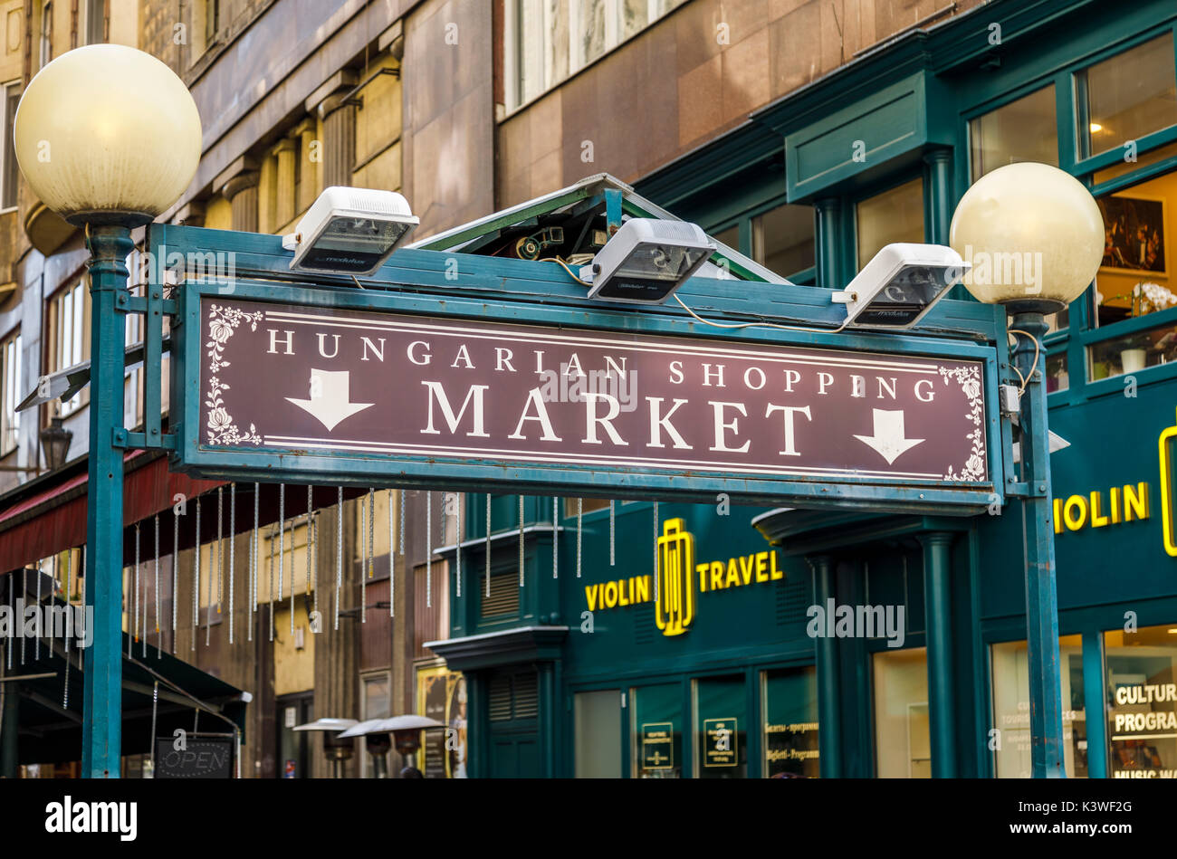 Sign to Hungarian Shopping Market, Vacai Ucta, a famous shopping street