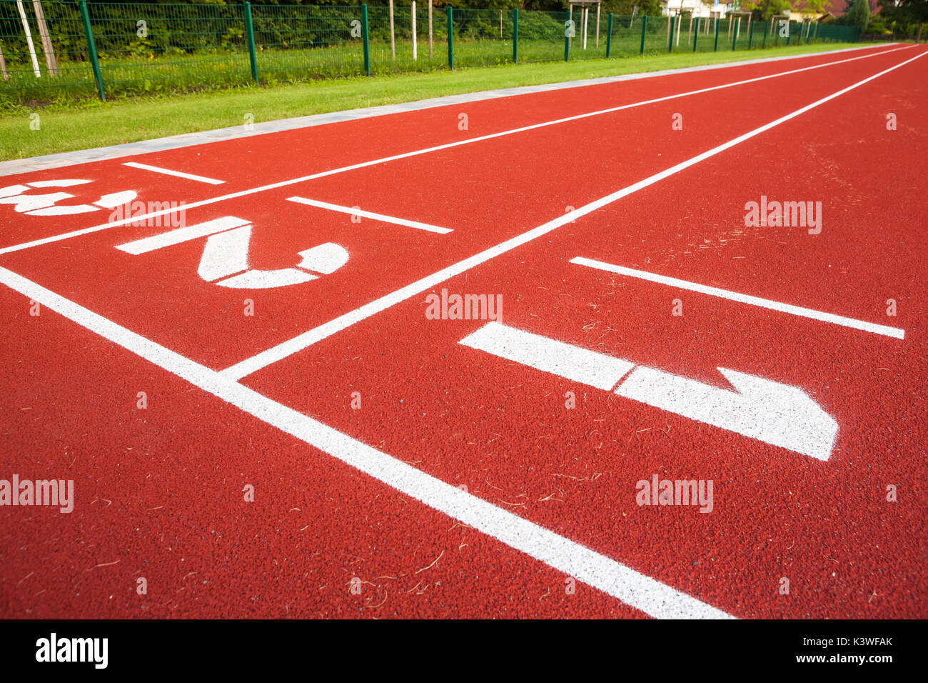 in close up the field of an athlete with lines and stripes Stock Photo