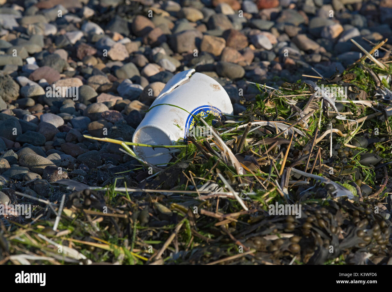 Plastic rubbish washed up on beach in Lancashire Stock Photo - Alamy