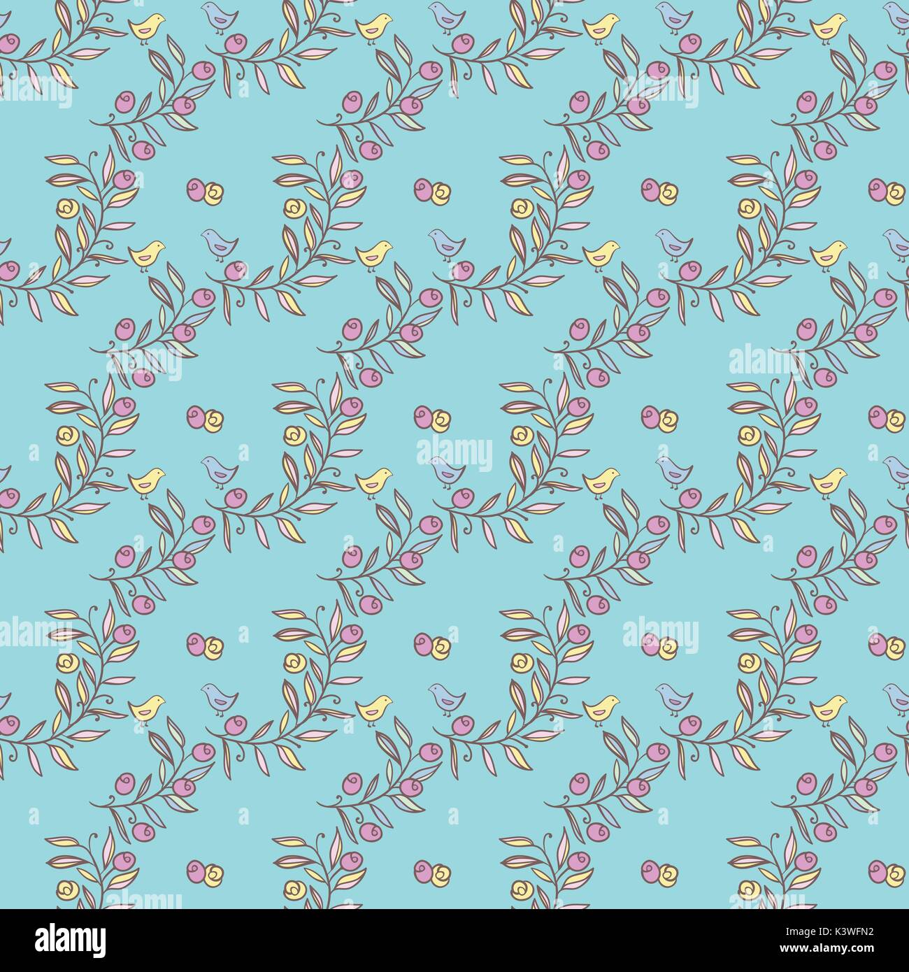 Vintage Floral Seamless Background with Birds Stock Vector Image & Art ...