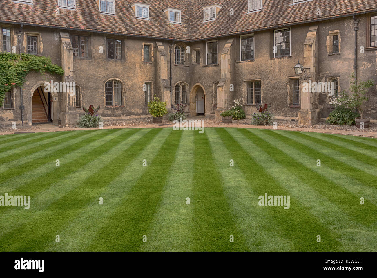 Green College Yard at Queen's College in Cambridge Stock Photo