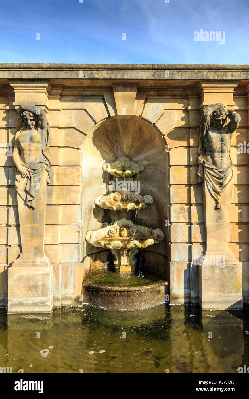 Bernini style fountains below the Water Terrace at Blenheim Place, England Stock Photo