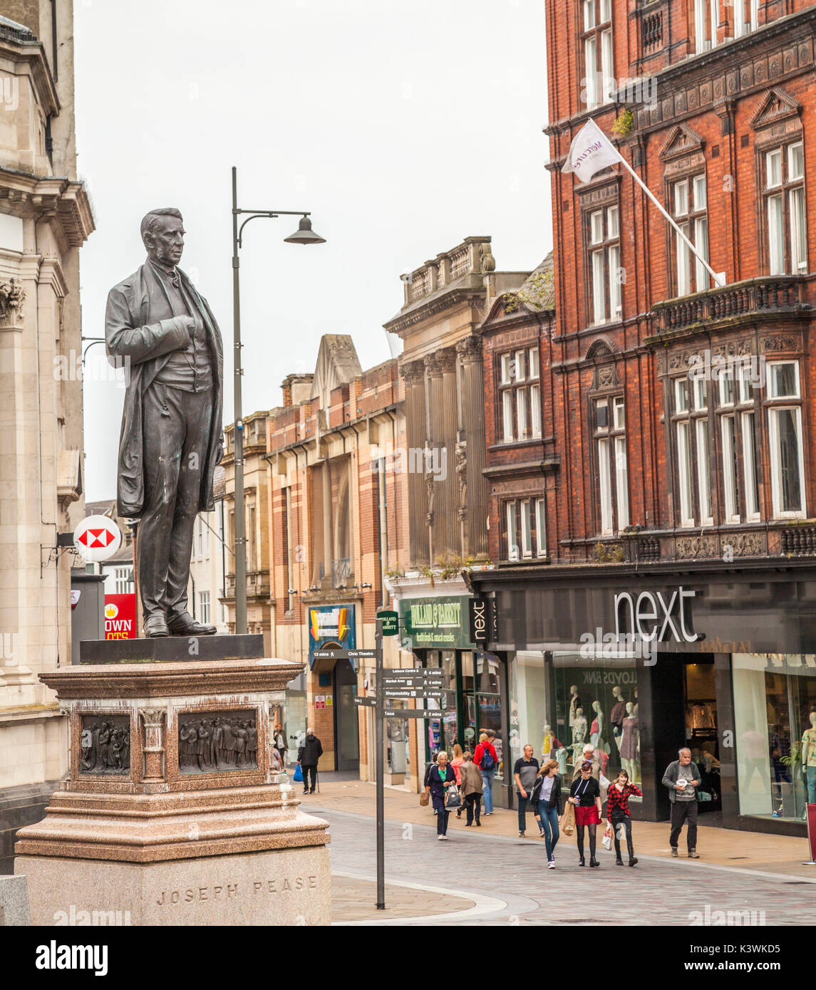 The statue of Joseph Pease in Darlington town centre,England,UK Stock Photo