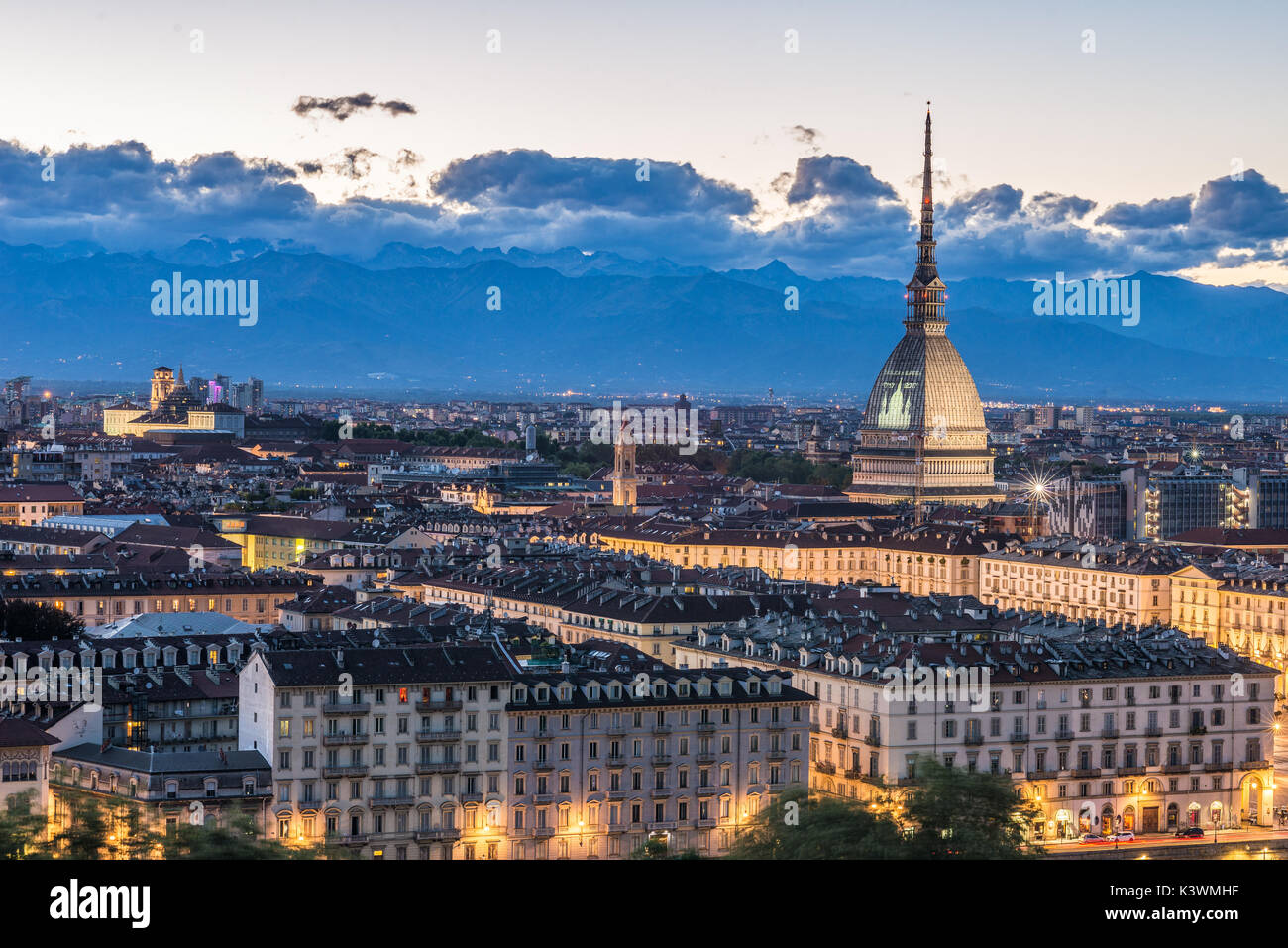 Torino Cityscape, Italia. Skyline panoramic view of Turin, Italy, at