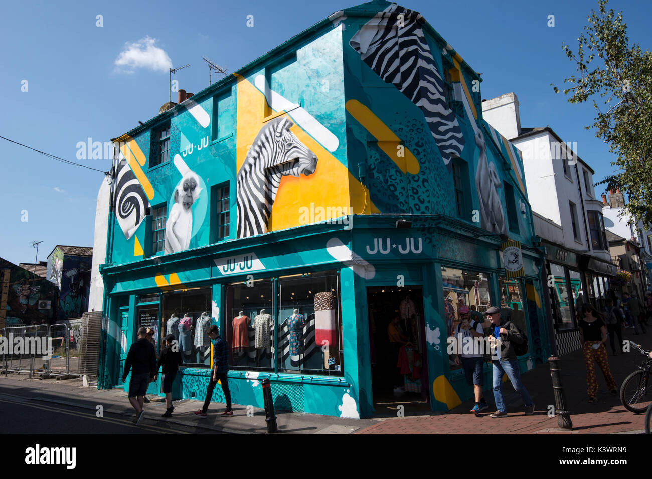 Shopping in the busy North Laine area of Brighton. Stock Photo