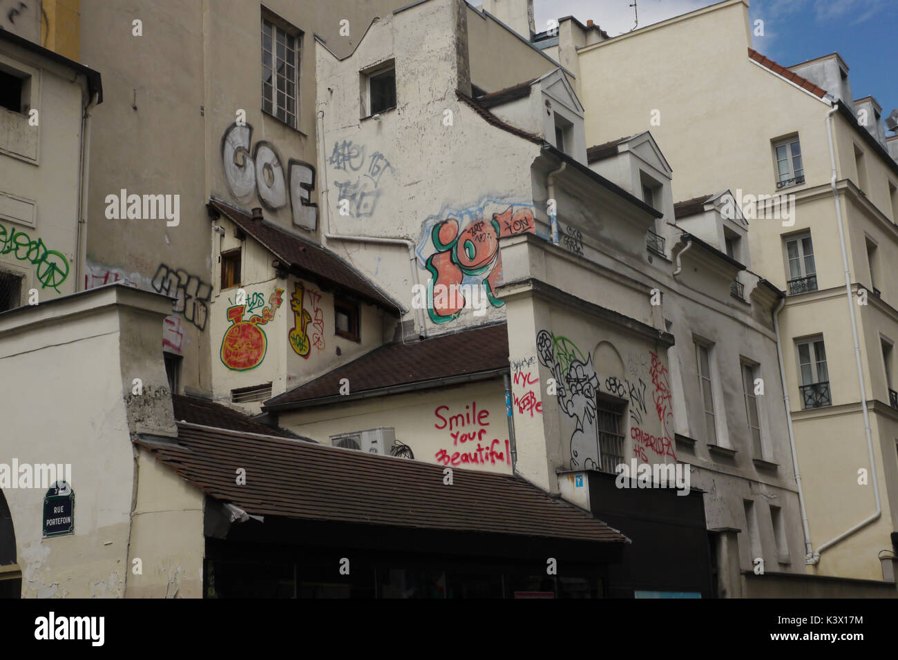Paris. Graffiti artists and their work in Paris France. Stock Photo