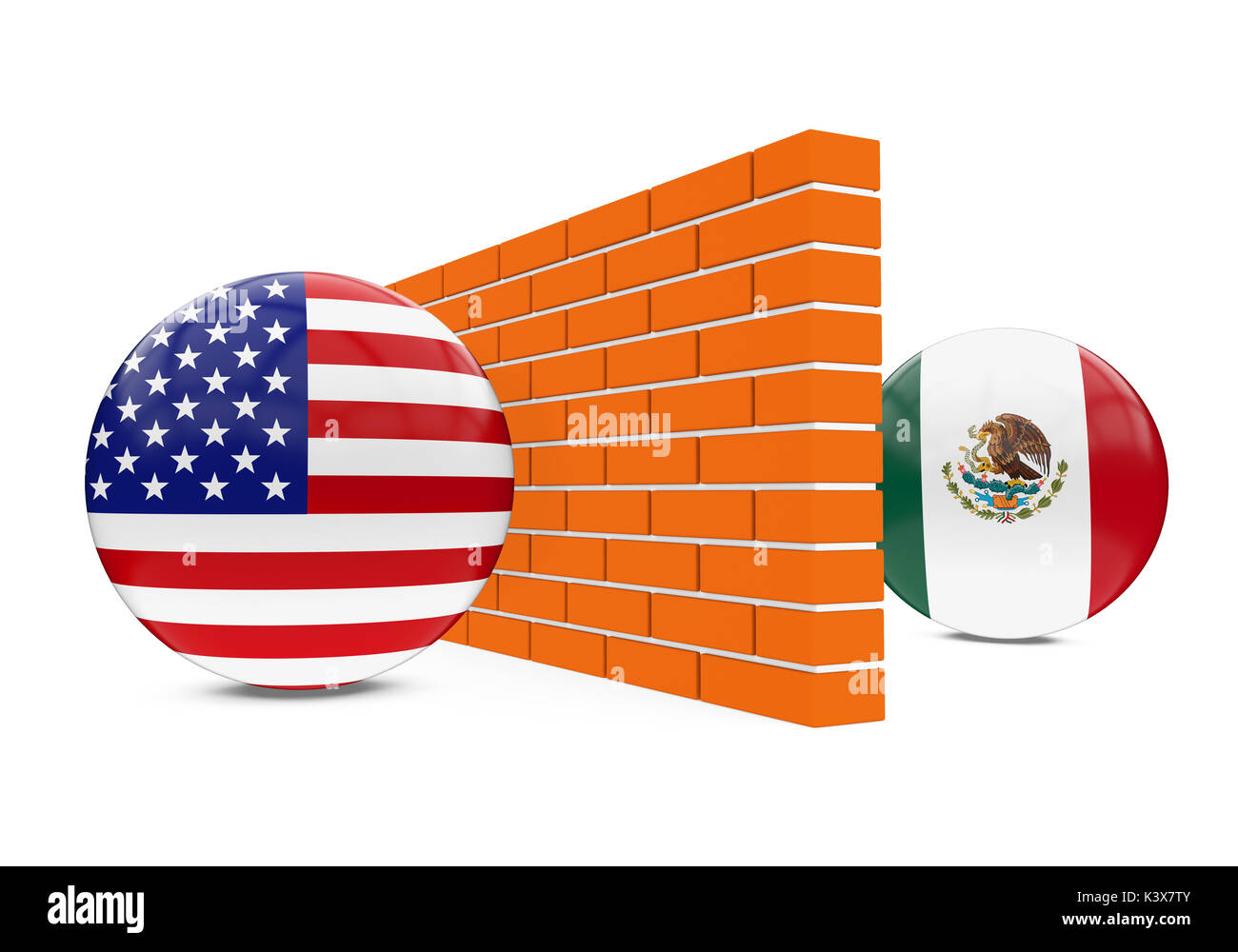 America-Mexico Border Wall Stock Photo