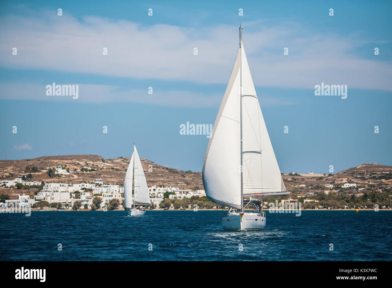 Sailing yacht during a regatta in the Aegean sea Stock Photo - Alamy